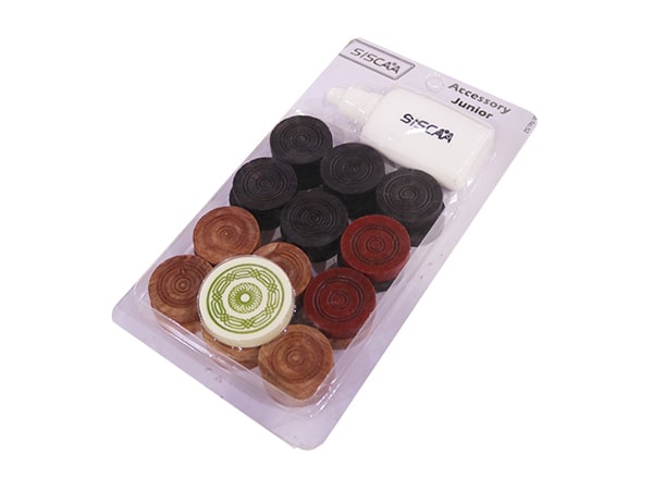 Siscaa Carrom Leadall Coins 7.5mm + Leader Striker + Potato Starch in Blister PackToys & GamesFeatures/Specification: Smooth surface with excellent re-bounce carrom striker. Light in weight, in standard size. Combo pack of Carrom striker + Carrom coins +