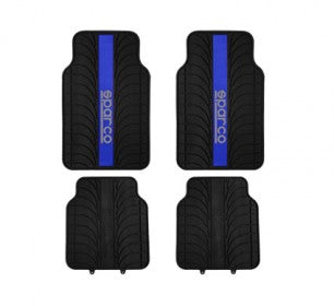 Sparco PVC Car Mats Black/BlueCar AccessoriesSet of 4 pcs. PVC + Latex. Suitable for all seasons. Non-skid backing. Easy to clean. Set includes two front mats and two rear mats. Universal shape to fit most cars. With header card+plastic hanger packaging.