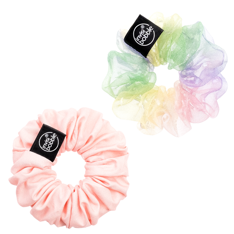 IB SPRUNCHIE Retro Dreamin Hue-Man LoveHair CareInvisibobble's bestseller, the SPRUNCHIE, get's a retro design with rainbow colors and nostalgic pinks. The limited scrunchies make a perfect ponytail or you can simply wear them around your wrist as a styli