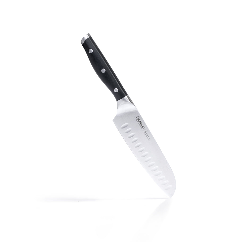 FISSMAN Santoku Knife DEMI CHEF 7inchKitchen StorageDEMI CHEF Series A gastronomic knife the connoisseur's choice. It is suitable for cutting any food into perfectly thin slices thanks to its long and narrow blade. It is also useful for cooking Japanese d