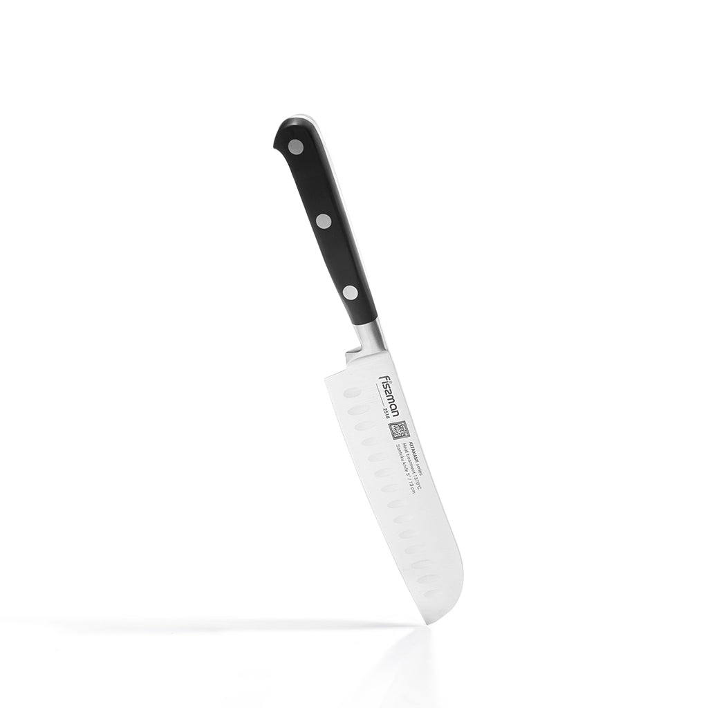 FISSMAN KITAKAMI Santoku Knife with German Stainless Steel 5inchKitchen StorageKITAKAMI Series A chef's knife is an irreplaceable assistant in the kitchen. They can cut fillets, chop vegetables, butcher meat. They also find it easy to crush garlic and oth