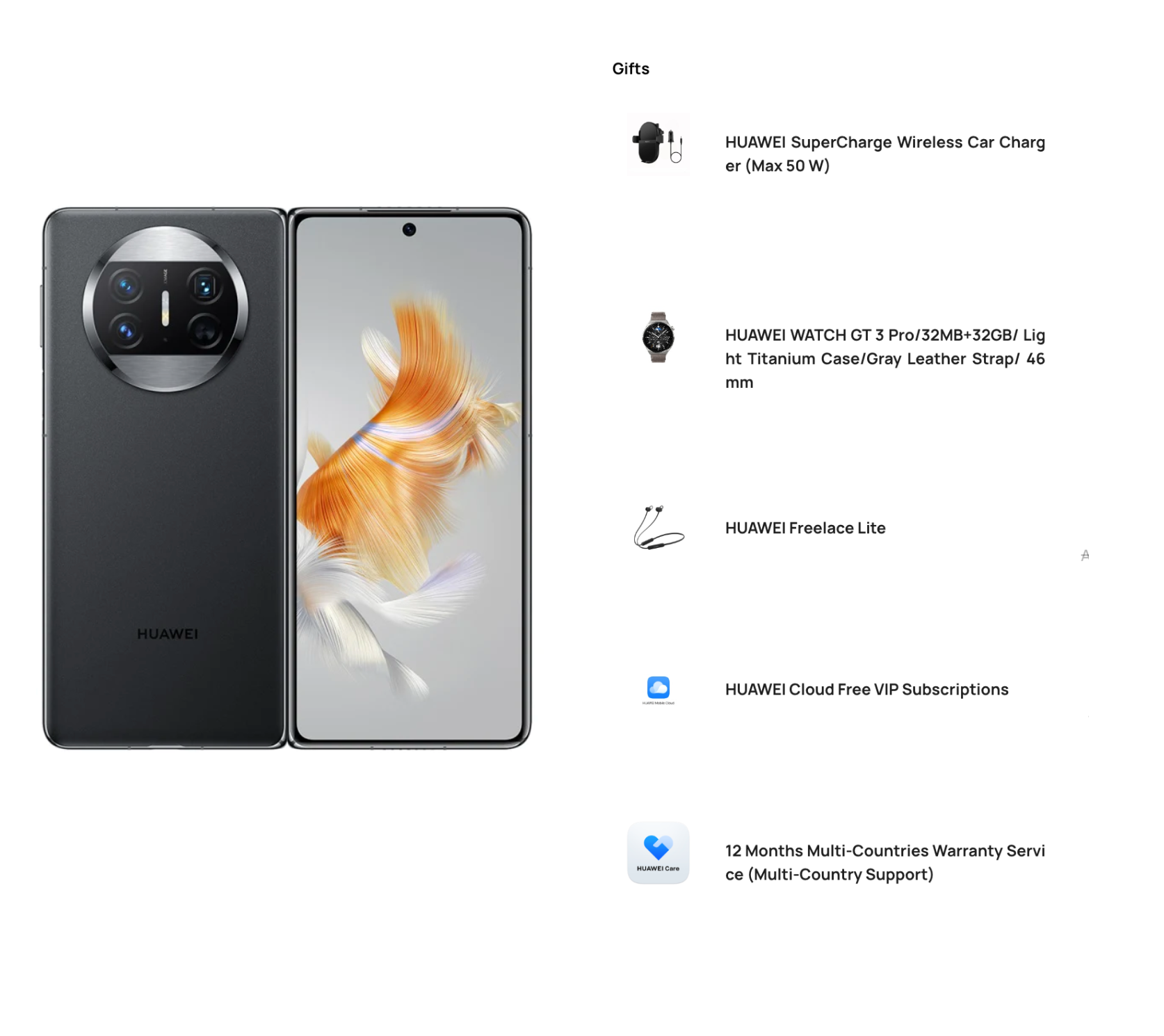 HUAWEI Mate X3 12GB+512GBMobilesUnfold a New Horizon Slim, Lightweight Quad-Curve Foldable Design Durable Kunlun Glass Ultra Vision XMAGE Camera Slim, Lightweight Quad-Curve Foldable Design239g Quad-Curve Body⁠1, Slimmed Down to 5.3 mm thickness⁠, Advance