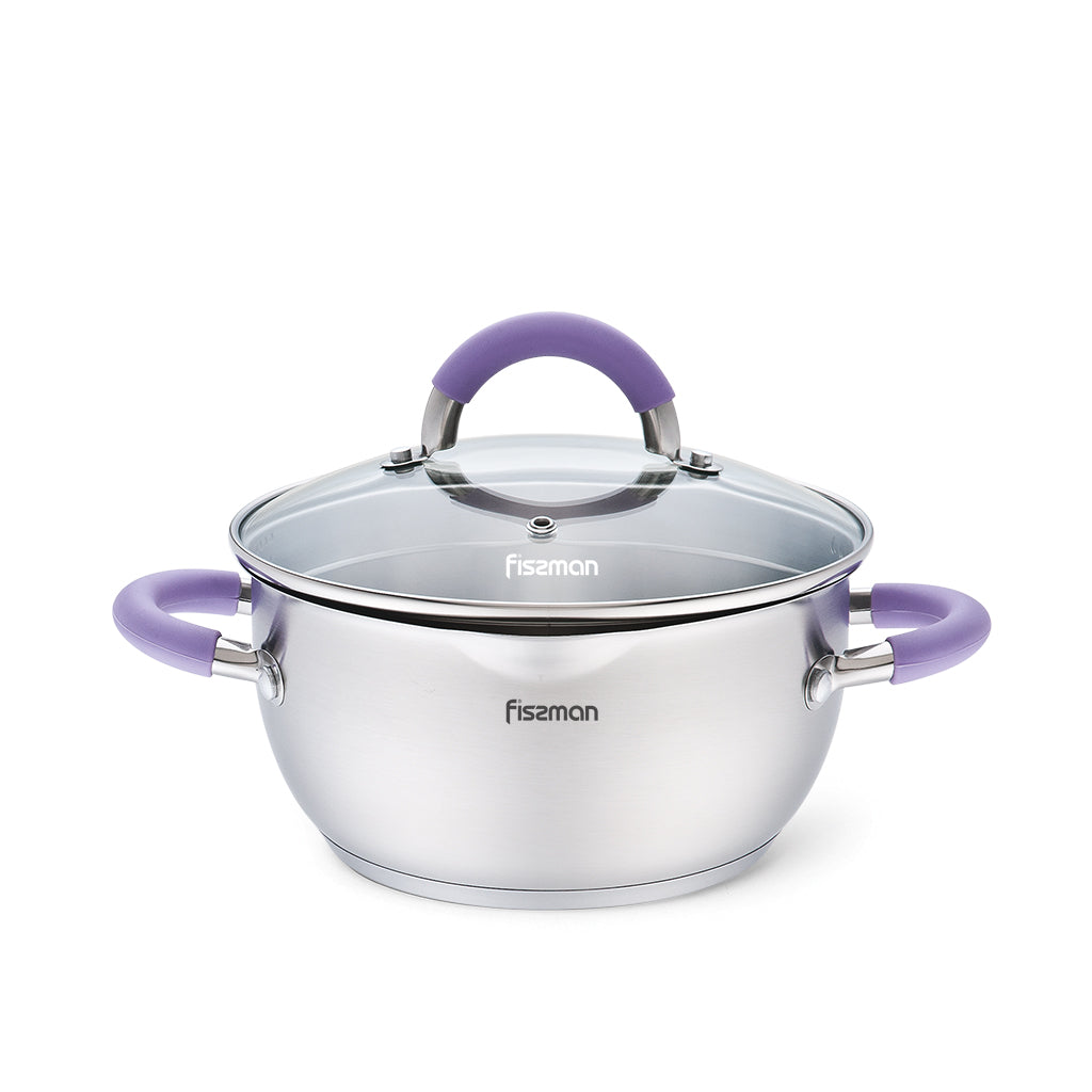 FISSMAN Stainless Steel StockPot ANNETTE 18x9cm/2 L with Glass Lid, Pouring Lip and Lid StrainerKitchen StorageCookware series ANNETTE FISSMAN values its customers and treats the quality of its products with special attention. Cookware series ANNETTE is m