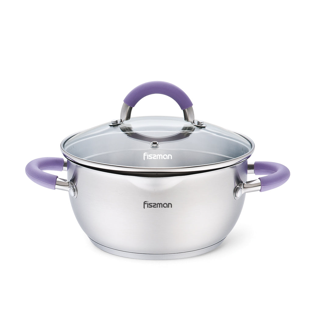FISSMAN ANNETTE Stainless Steel StockPot 20x10cm/2. L with Glass Lid, Pouring Lip and Lid StrainerKitchen StorageCookware series ANNETTE FISSMAN values its customers and treats the quality of its products with special attention. Cookware series ANNETTE is