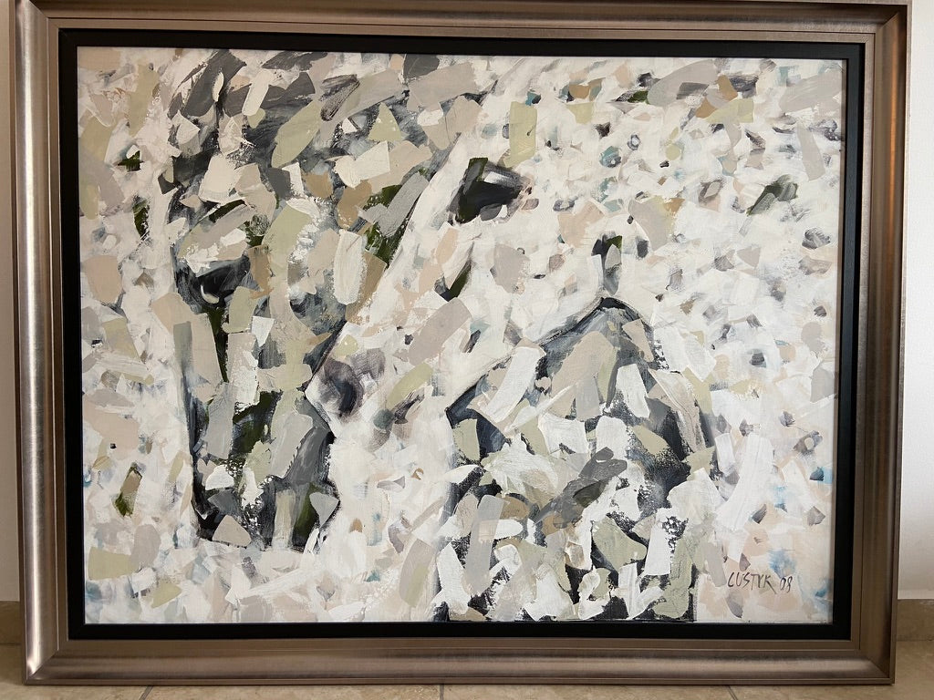 White Horses By B. LustykFine ArtOil on Canvas (Framed) Size: 120x90 cm