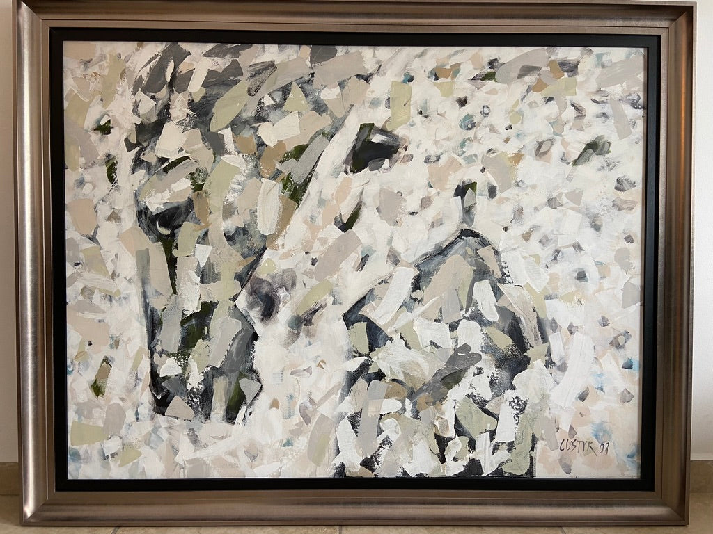 White Horses By B. LustykFine ArtOil on Canvas (Framed) Size: 120x90 cm