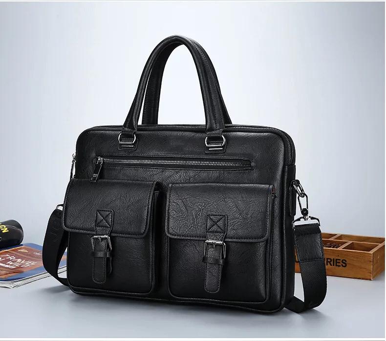 Leather Laptop Jeep Briefcase Bag - 14 Inch
