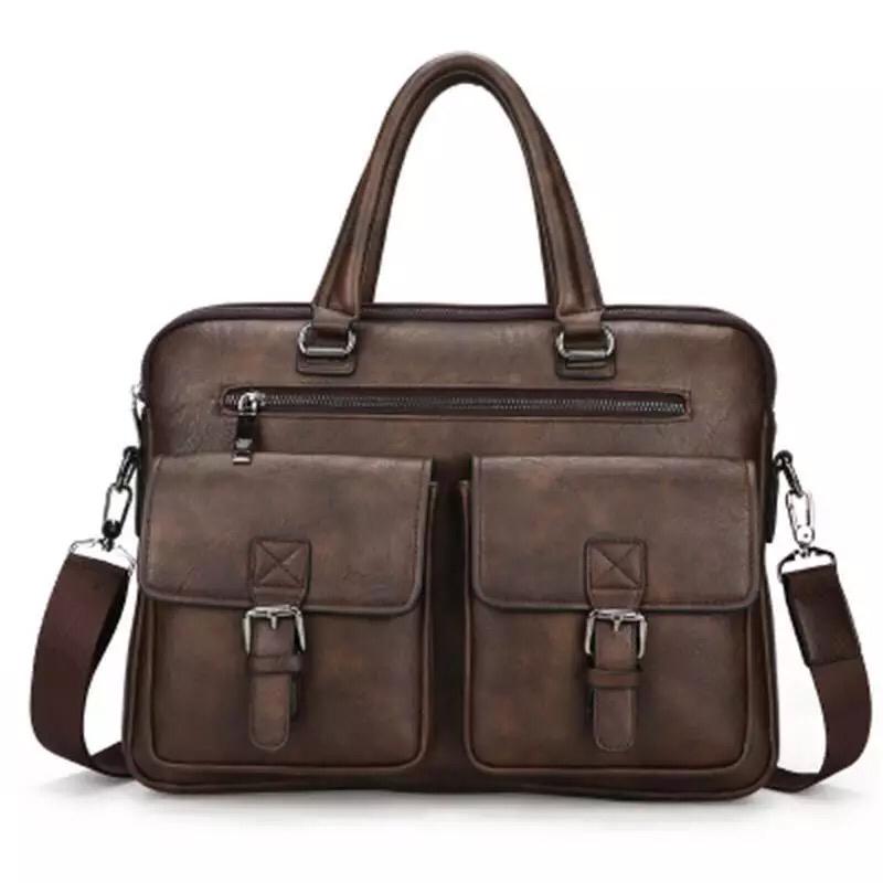 Leather Laptop Jeep Briefcase Bag - 14 InchComputer & Laptop AccessoriesJeep Luxury Men Laptop Leather Briefcase Business Vintage Handbags 14 inch