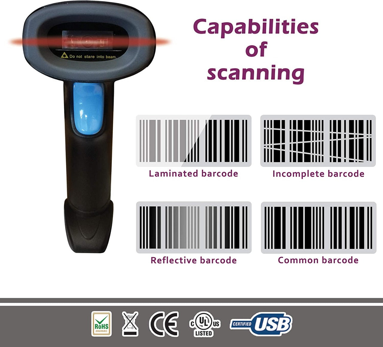 OSCAR OS-60CBR 2-in-1 Wired & Cordless Wireless | 100,000 Memory | Rechargeable Barcode Scanner Imager 1D | Long Range 100M | Warehouse, Retail, Office, POS | Scans from mobile phone screen