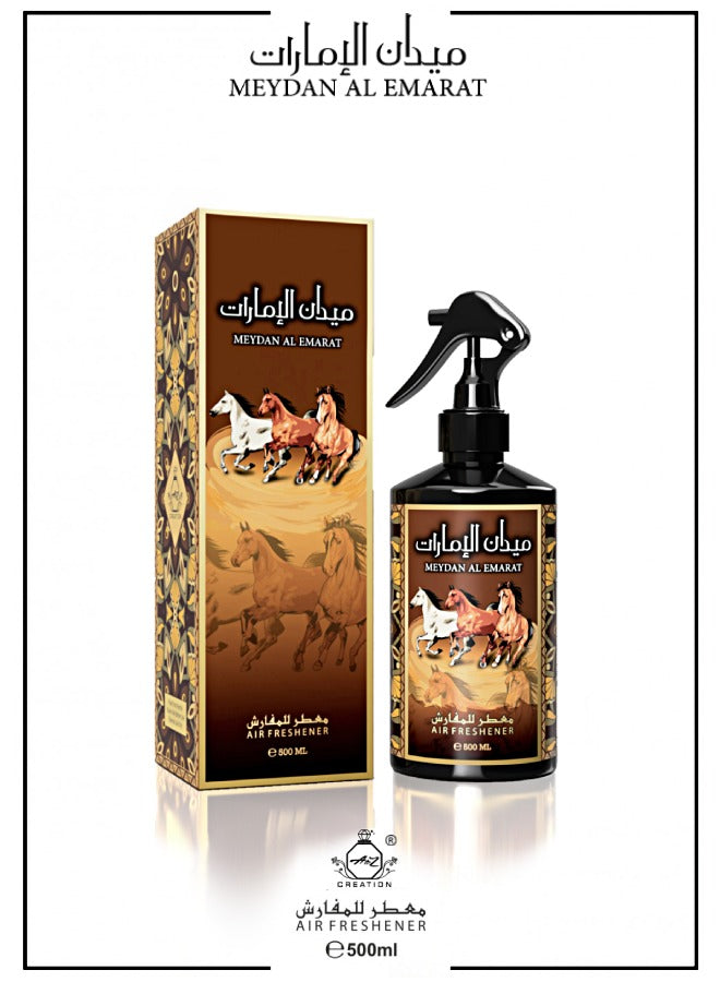 A to Z Creation Air Freshener Meydan Al Emarat 500mlPerfumes & FragrancesAdd a dash of freshness and fragrance to your surroundings and fabrics with this luxurious air and fabric freshener. Can overcome tough-smelling odors and leave a lingering, lasting