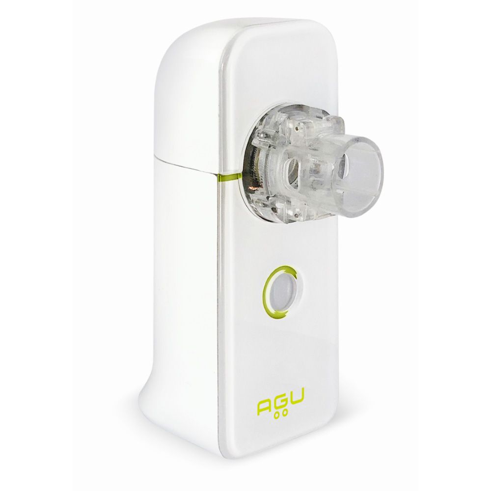 Smart Mesh Nebulizer By Agu BabyBaby HealthKey Feature *Saving and analyzing all data in the AGU App *Adjustable nebulize rate (3 nebulize rate *IntelliFlow Technology - medicine nebulizing control during inhalation *Battery or type-C USB operation *Parti