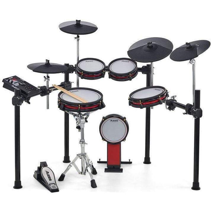 Alesis Crimson II SE Kit 9pc Electronic Drum KitMusical InstrumentsAlesis Crimson II SE Kit features an 8-inch kick, 12-inch dual-zone snare, two 8-inch dual-zone rack toms, and a 10-inch dual-zone floor tom, along with a 12-inch hi-hat & pedal, two 12-in