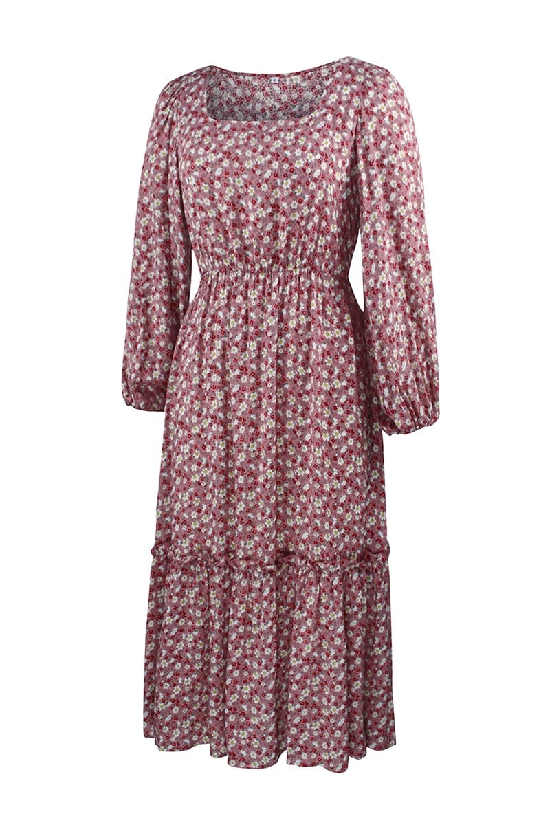 Pinkwish Boho dressWomens FashionFloral pink stylish dress Material: Chiffon and cotton