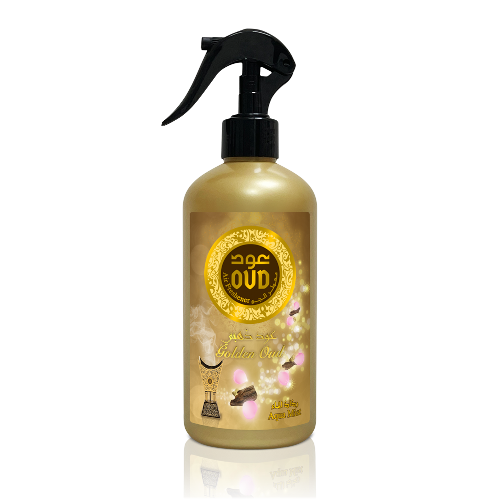 OUD AIR FRESHENER - Golden OudHome EnvironmentOur new Air Freshener is a high quality water based scent made with a secret blend of essential oils. It is an effective air freshener combining long-lasting Oud fragrance to completely neutralize unpleasant o