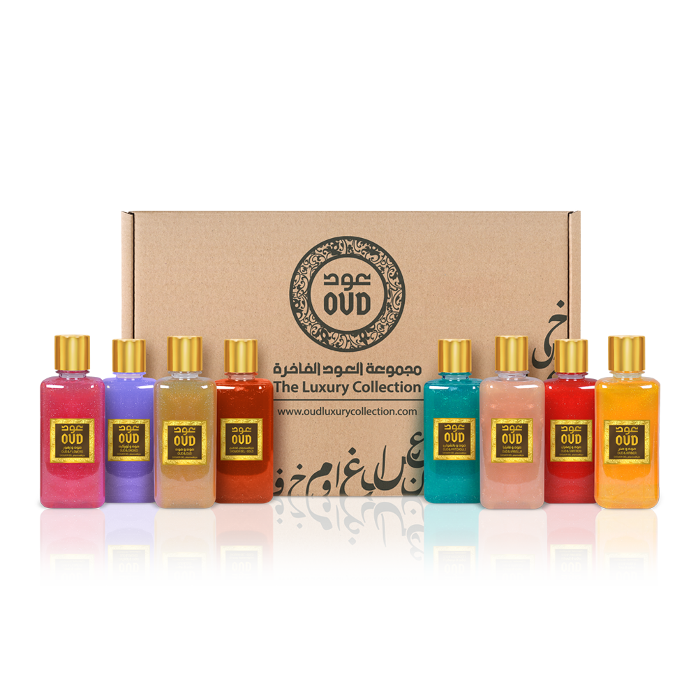 Best Seller Shower Gel BoxPerfumes & FragrancesEnjoy our Best Seller Shower Gel Oud Luxury Collection box, that includes: 1- Oud & Vanilla Shower Gel 300ML2- Oud & Amber Shower Gel 300ML3- Oud & Flowers Shower Gel 300ML4- Oud & Saffron Shower Gel 300ML5-