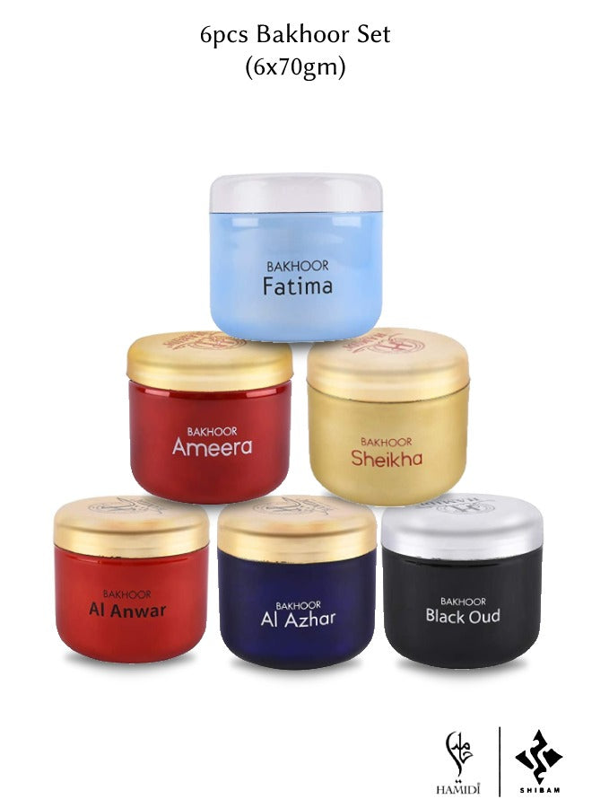 Exclusive Gift Set - 70gm Bakhoor 6pcs Set (Limited Time Offer)Perfumes & Fragrances6pcs Bundle Offer Set - 6pcs of 70gm Bakhoor/Incense Comes with a great scent and the perfection of a well-balanced perfume that will cater for all the needs of the user w