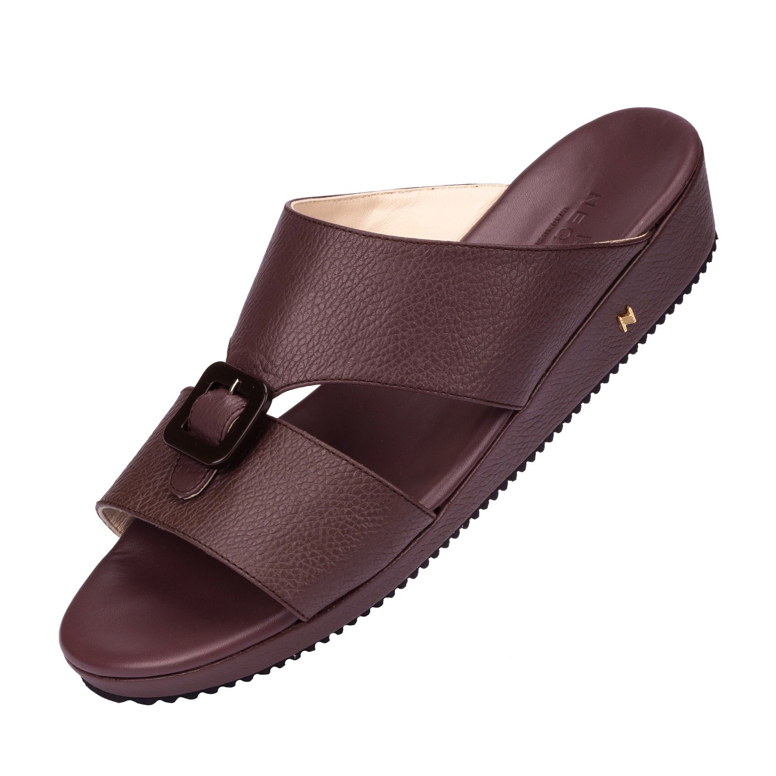 Neqwa CÓRDOBA Jute Collection Sandals - Maroon Brown Calfskin Leather