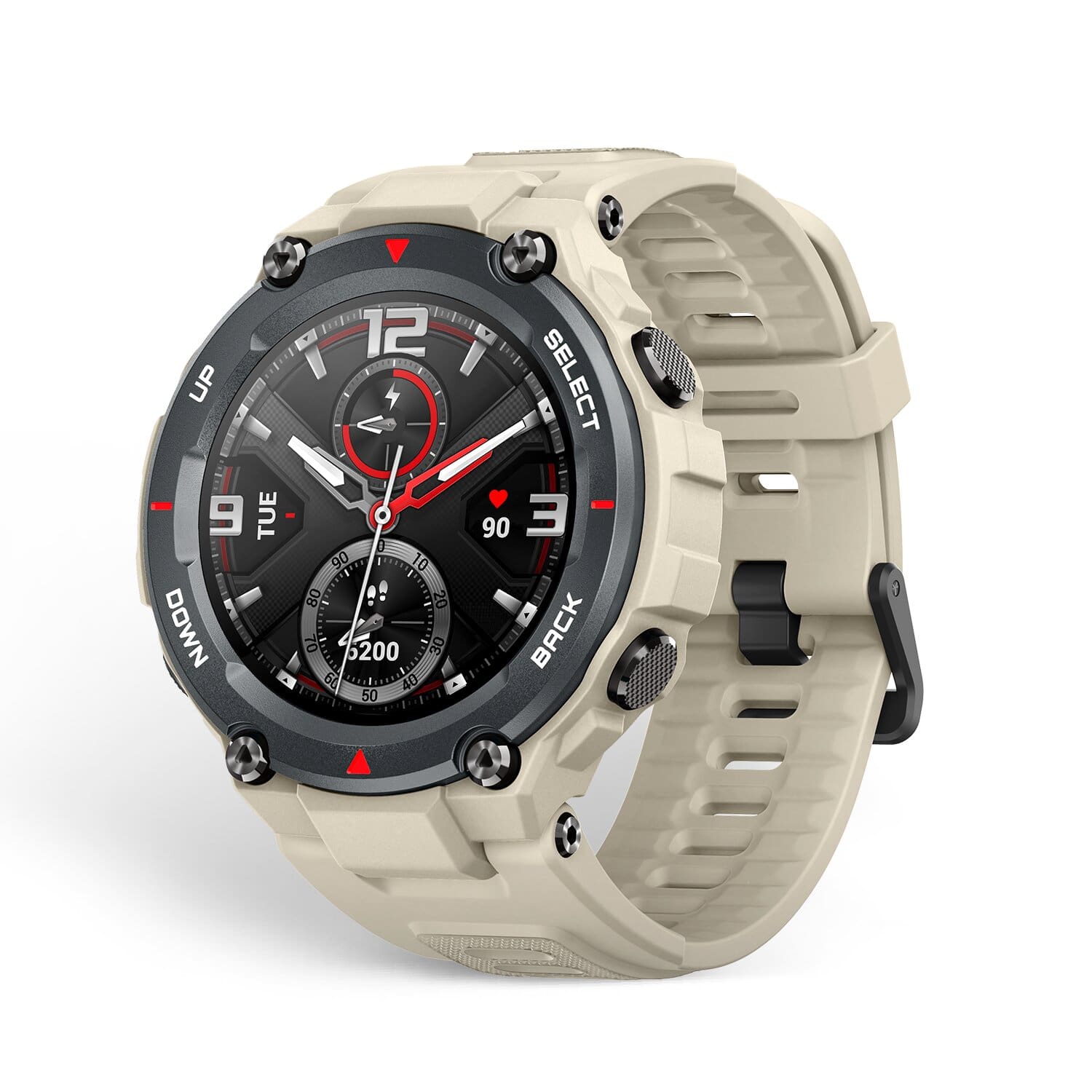Amazfit T-RexWearablesAmazfit T-Rex Unleash your instinct Key Features: 12 Military Grade Certifications, Resistant to Harsh Environments 20-Day Battery Life High-Precision GPS Water Resistant to 50 Meters 14 Sports Modes Weather Notification, Call Remind