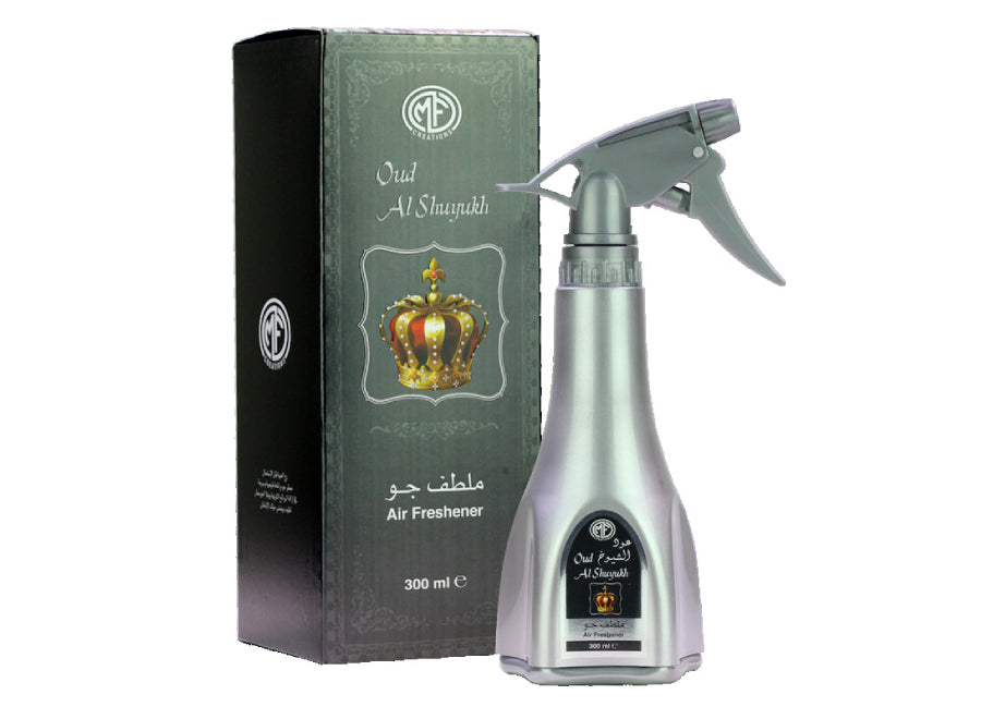 MFCreations Air Freshener Oud Al Shuyukh 300MLHome EnvironmentMFCreations Air Fresheners exude oriental feelings that give you the feel of the Arab Culture! With the oriental smell, take the feel with you wherever you go. The Air Freshener comes in an eas