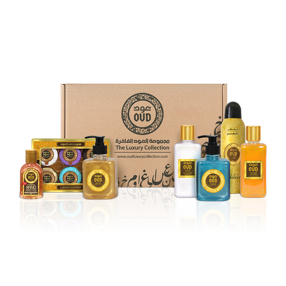 Oud Best Seller BoxPerfumes & FragrancesEnjoy our Best Seller Oud Luxury Collection box, that includes: 1- Oriental Oud, Hand & Body Wash 300ML2- Oud with Musk, Hand & Body Wash 300ML3- Oud & Amber, Shower Gel 300ML4- Oud & Oud, Body Lotion with Shea Butt