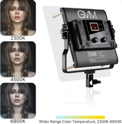 GVM 3 Pack LED 480LS-B3L KIT Video Lighting Kits with APP Control, Bi-ColorCamera AccessoriesFixed angle locking knob 480 LED beads Two ways of charge Good heat dissipation Fixed angle locking knob The locking knob on one side of panel can help you to fix