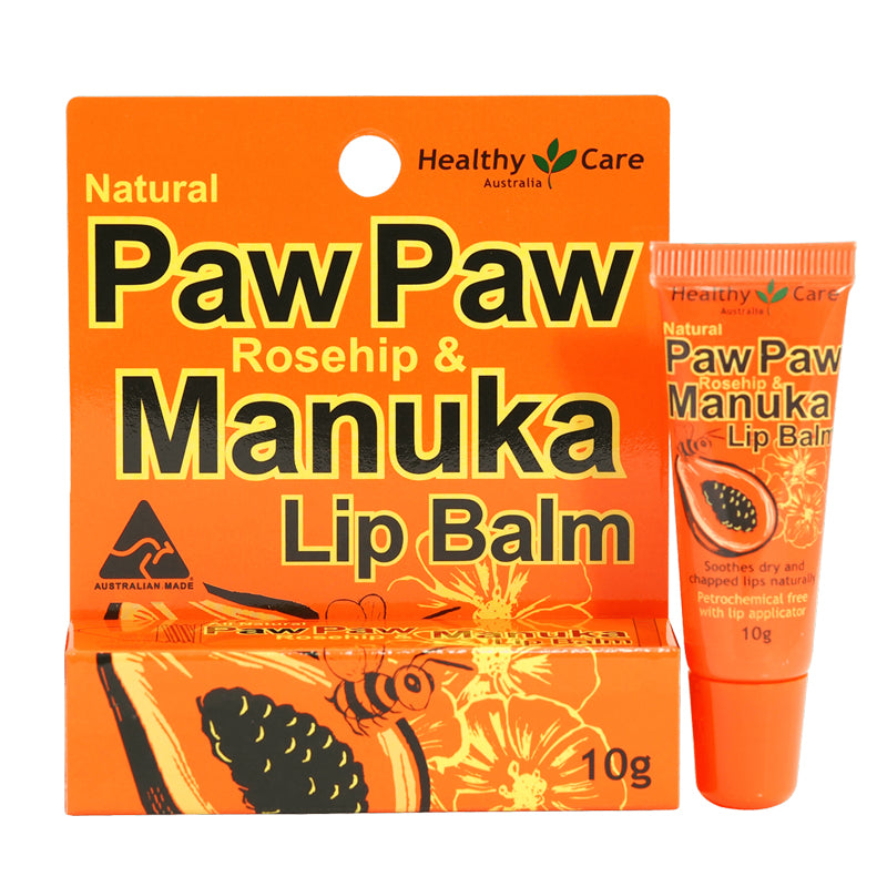 Healthy Care Paw Paw Lip Balm 10gPersonal CareThe product is rich in emollient oils and butters that will help protecting lips from excess drying (sunflower; castor; rose hip; cocoa; shea).The addition of papaya oil will help in healing small wounds and c