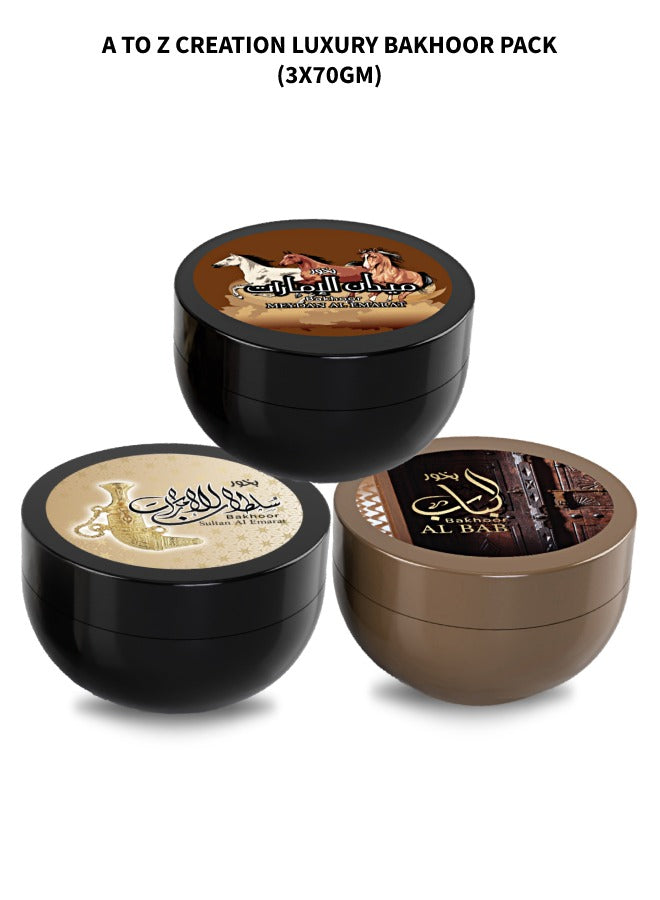 Exclusive Gift Set - Luxury 70gm Bakhoor 3pcs Set (Limited Time Offer)Perfumes & Fragrances3pcs Bundle Offer Set - 3pcs of 70gm Bakhoor/Incense Comes with a great scent and the perfection of a well-balanced perfume that will cater for all the needs of the