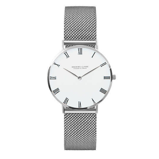 Holborn Classic FM Empress Silver 36mmJewellerySleek and minimal, the FM series upholds the bygone Victorian era's grandeur combined with a touch of modern Bauhaus design. Carved in stainless steel, this masterpiece boasts classy looks for those everyday
