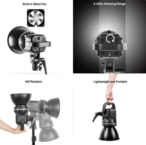 GVM LS-P80S LED LightCamera AccessoriesDaylight Color Temperature: 5600K High CRI/TLCI Ratings: 971 x Umbrella, 1 x Light StandBeam Angle: 120 DegreesEmploying the familiar, easy-to-use monolight form factor, the GVM LS-P80S LED Light Kit with Umbrella in