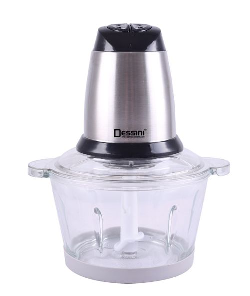 Dessini Multifunctional Kitchen Electric Chopper Machine 2 Liters With Glass Bowl Silver/blackKitchen AppliancesStainless Steel Housing 2 Liters Bowl Durable Metal Gear Double Layer Balde Rubber Cushion