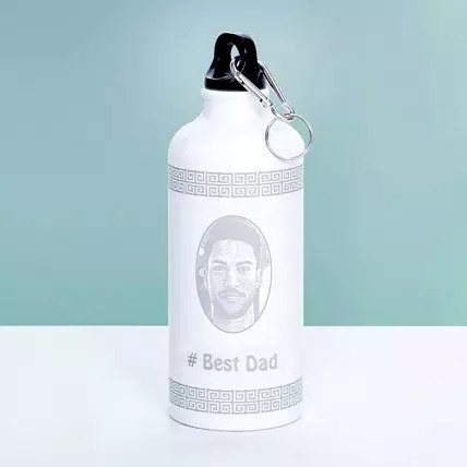 Best Dad Engraved Water BottlePersonalised Engraved Water Bottle Material: Aluminium Capacity: Can Hold Liquid Upto 650 ml Contains a Steel Holder in the Cap for Attaching the Bottle Conveniently
