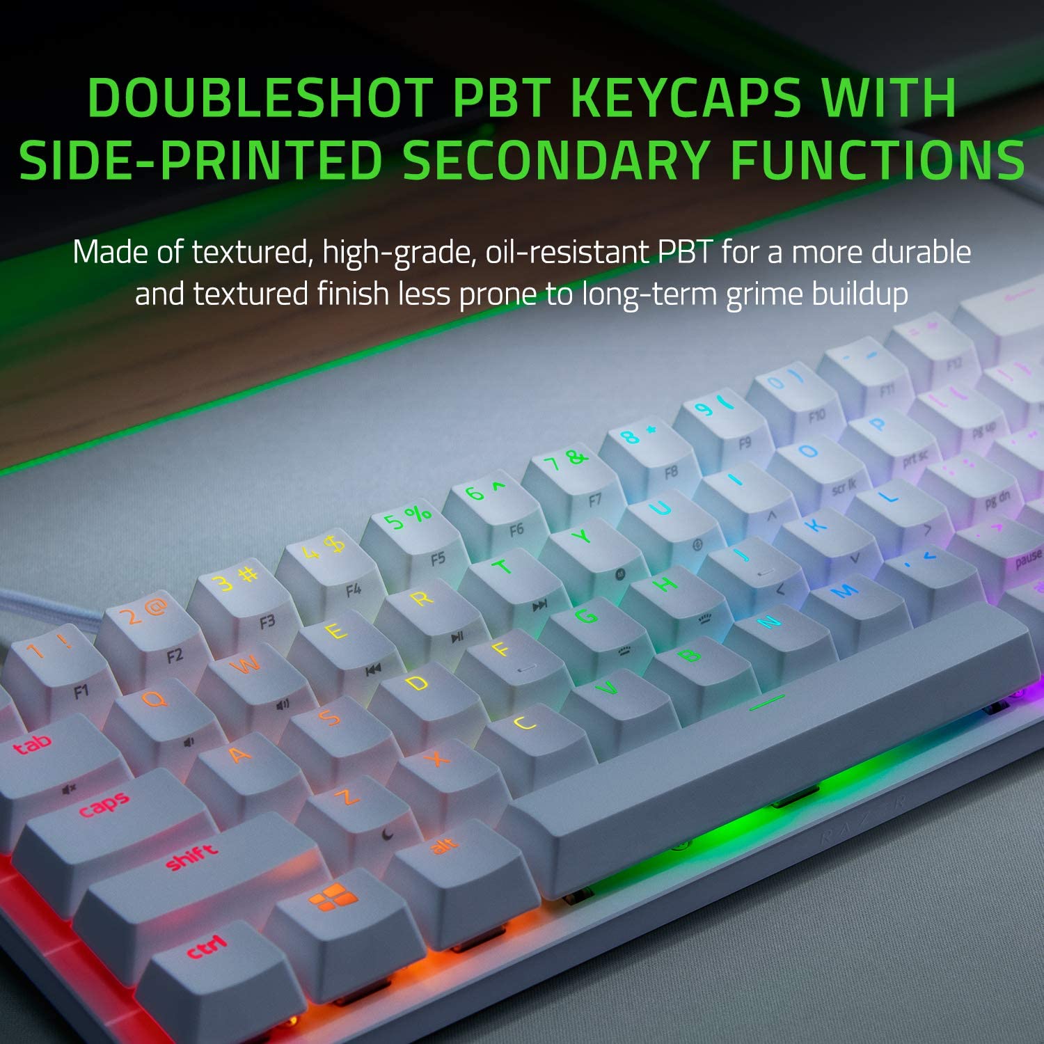 Razer Huntsman Mini Gaming Keyboard - Purple Switch Chroma RGB Lighting, PBT Keycaps, Onboard Memory, Mercury Edition