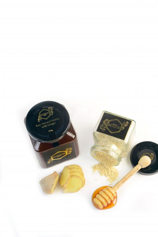 Raw Yemeni Honey with GingerJams, Honey & SpreadsRaw Yemeni Wildflower honey infused with ginger ORIGIN: Yemen INGREDIENTS: Wildflower, ginger APPEARANCE: Extra light amber colour TASTE AND AROMA: Light, fragrant and floral with a hint of ginger HEALTH BE