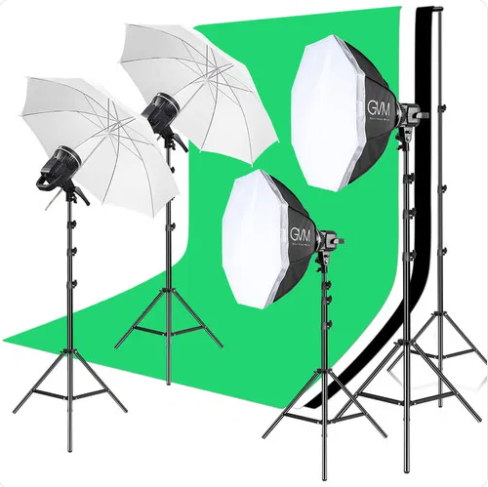 GVM P80S LED 4-Light Kit with Umbrellas, Softboxes, and BackdropsCamera Accessories4 x P80S Daylight Fixtures & AC Adapters 2 x Umbrellas, 2 x Softboxes 4 x Light Stands, 3 x Backdrops 2 x Reflectors, 1 x Background Support Put together by GVM to provide