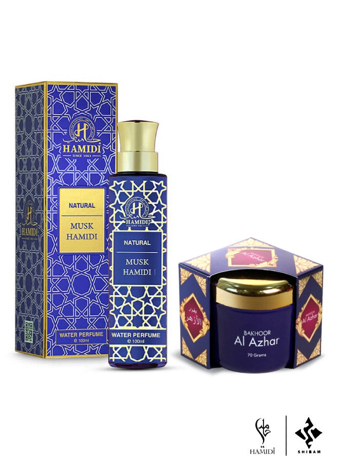 Exclusive Gift Set - 100ml Water Perfume & 70gm BakhoorPerfumes & FragrancesBakhoor Azhar: This 70gm incense, comes with a great scent and the perfection of a well-balanced perfume that will cater for all the needs of the user who wants more than what the