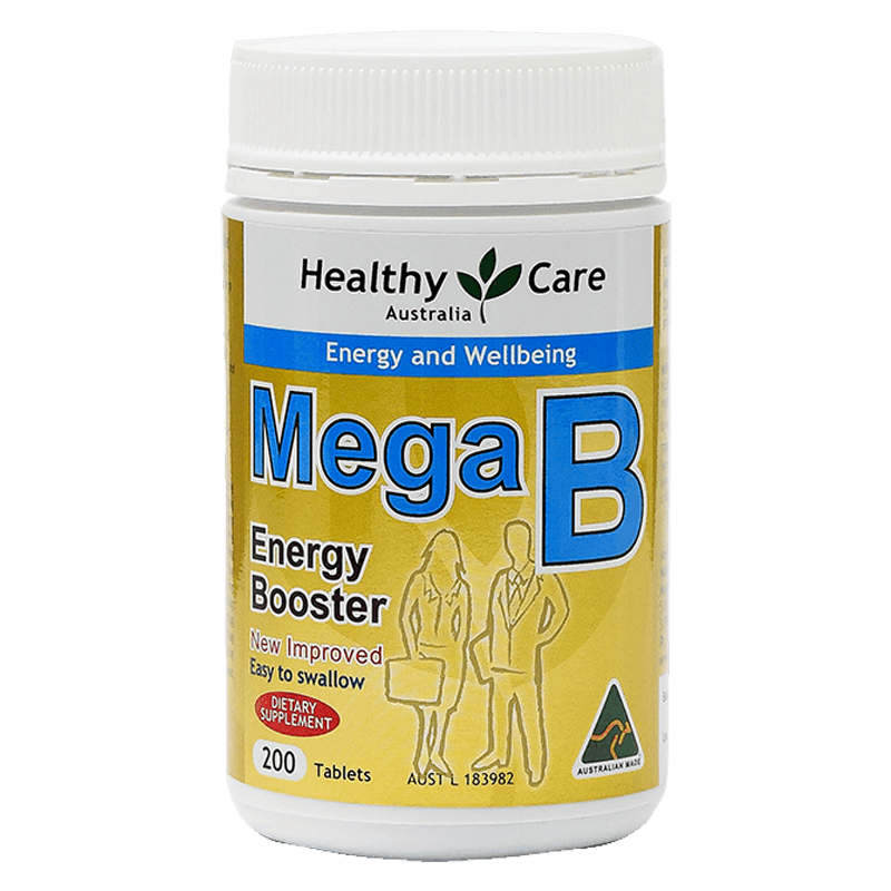 Healthy Care Mega B Energy Booster (200 Tablets)HealthHealthy Care Mega B Energy Booster is a high potency formulation of B group vitamins that can be used to help meet normal daily requirements and for Vitamin B deficiency. Energy and Stress Relief Vitam