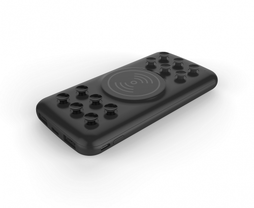 Merlin Flash 10k Suction PowerbankMobile AccessoriesAn elegantly designed power bank compatible with Android and iOS devices with a wireless charging function perfect for people on the go. Suction cups along one side of the power bank hold the device bein