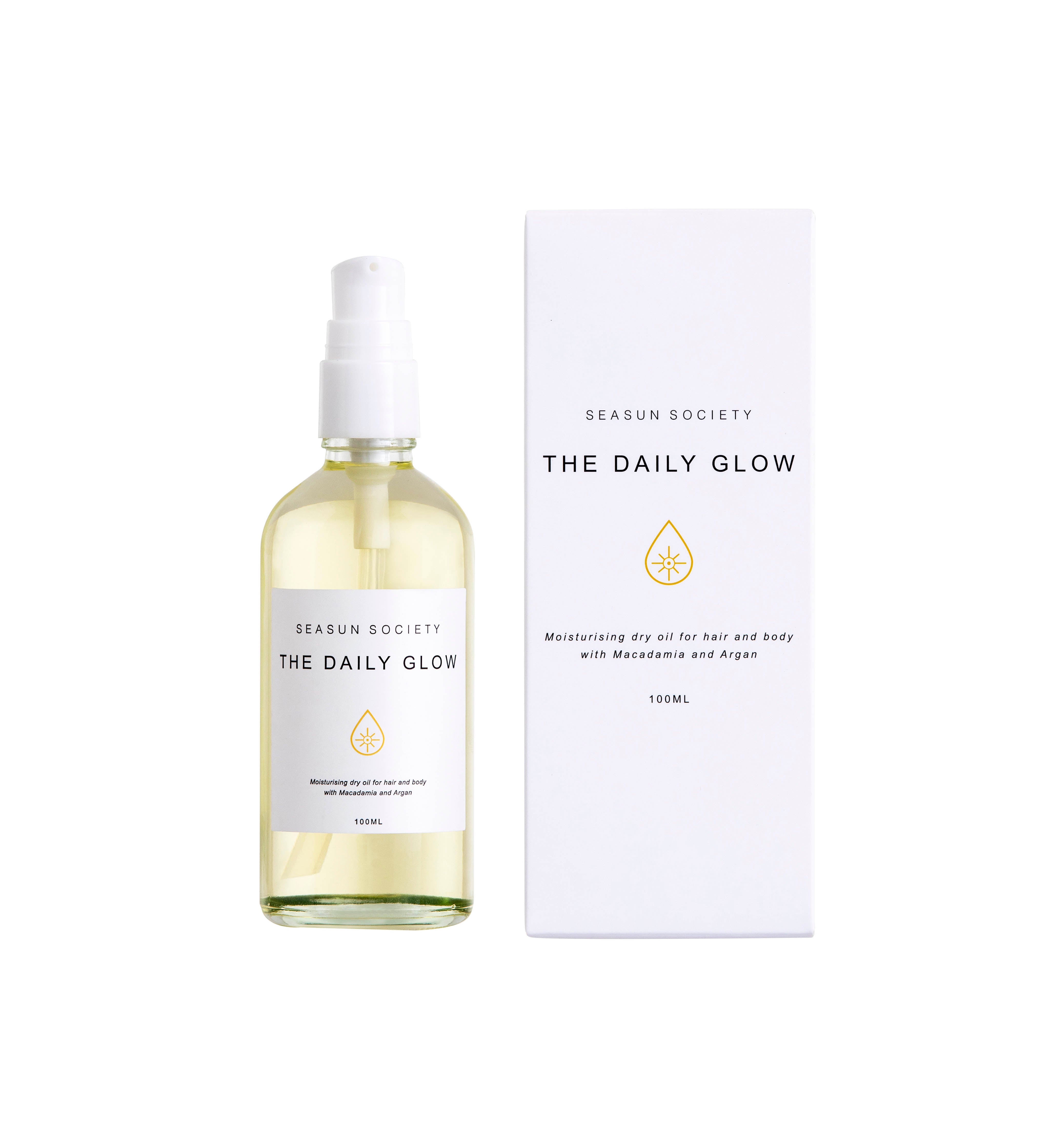 Clean Plant Based Beauty The Daily Glow Moisturising Dry Oil for Hair and Body By Seasun SocietyPersonal CareA luxurious multipurpose blend of nutrient-rich oils to nourish and restore moisture to the hair and body. Infused with a smoked coconut scent, it