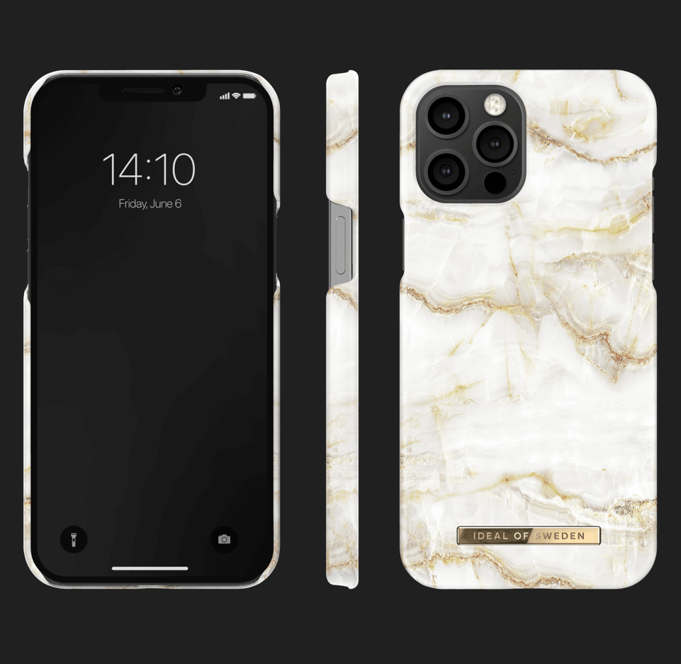 iDeal of Sweden MARBLE Apple iPhone 12 Pro Max Case - Fashionable Swedish Design Marble Stone iPhone Back Cover, Wireless Charging Compatible - Golden Pearl MarbleGolden Pearl Marble features a clean and luminous marble design with ivory and golden hues.