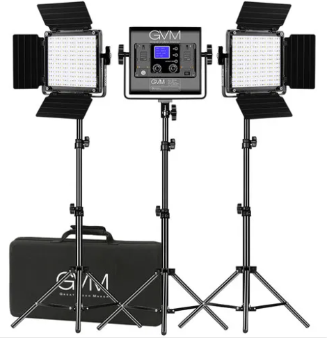 GVM 800D-RGB LED Studio 3-Video Light KitCamera Accessories3 x 800D-RGB Panels with Barndoors 3 x Soft Diffusers 3 x AC Adapters 3 x Light Stands : 7′ Put together for the image maker who requires a budget-friendly setup with color and power options, the