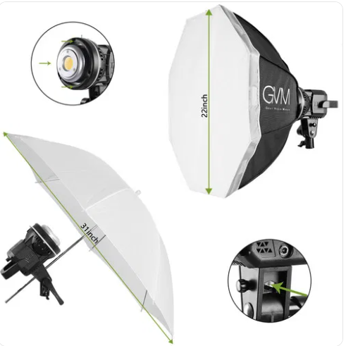 GVM P80S LED 4-Light Kit with Umbrellas, Softboxes, and BackdropsCamera Accessories4 x P80S Daylight Fixtures & AC Adapters 2 x Umbrellas, 2 x Softboxes 4 x Light Stands, 3 x Backdrops 2 x Reflectors, 1 x Background Support Put together by GVM to provide