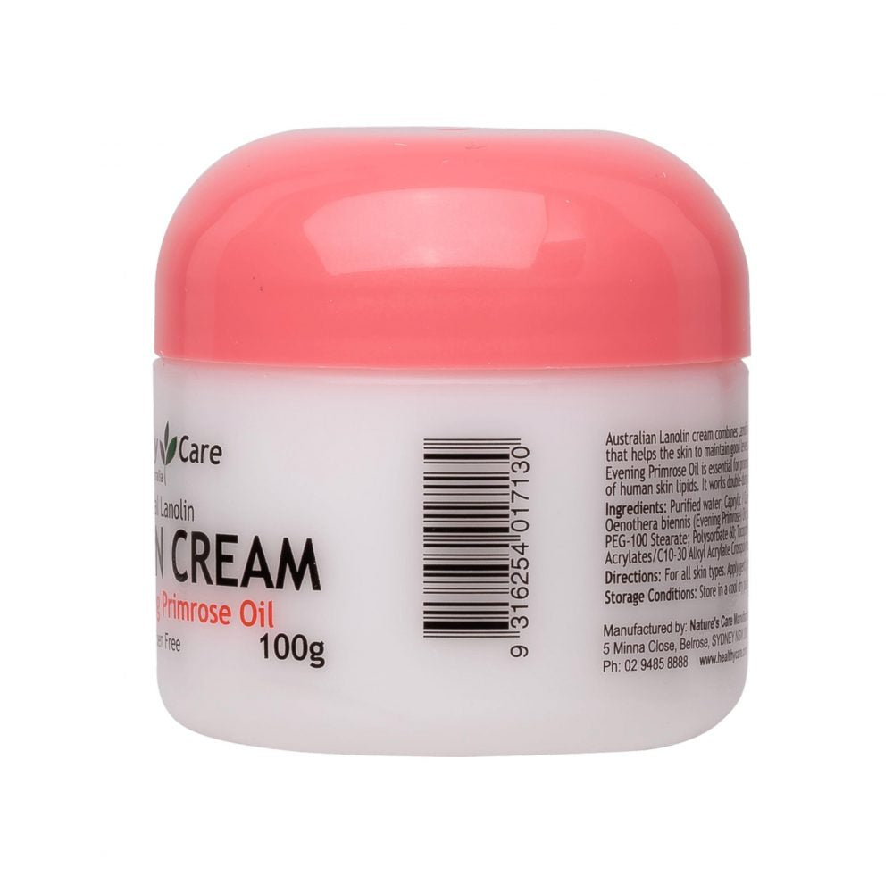 Healthy Care Lanolin Cream with Evening Primrose Oil 100gPersonal CareNatural Australian Lanolin is combined with Evening Primrose Oil to give you a luxury rich cream that helps the skin to maintain good levels of moisture and smoothness and can help reju