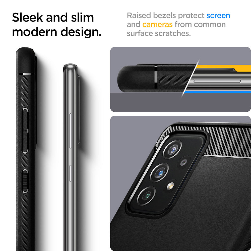 Spigen Rugged Armor designed for Samsung Galaxy A72 case cover - Matte Black
