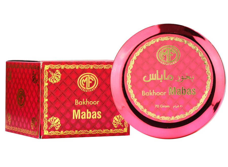 MFCreations Bakhoor Mabas 70gmPerfumes & FragrancesEmits a scented fragrance that is sure to uplift your mood. Creates an elegant statement while levitating the home decor scheme. Oriental fragrance that is formulated with scented and environment friendly