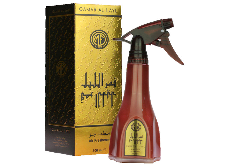 MFCreations Air Freshener Qamar Al Layl 300MLHome EnvironmentMFCreations Air Fresheners exude oriental feelings that give you the feel of the Arab Culture! With the oriental smell, take the feel with you wherever you go. The Air Freshener comes in an easy