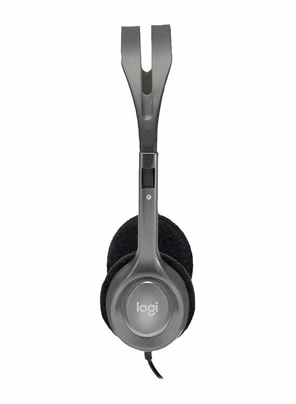 Logitech H110 Stereo 3.5 mm Jack On-Ear Noise Cancelling Headset, Grey