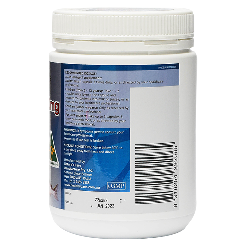 Healthy Care Fish Oil 1000mg Omega 3 (400 Capsules)HealthHealthy Care Fish Oil 1000mg 400 CapsulesHealthy Care regularly tests their fish oil for mercury. Fish oil is extracted from cold water fish and is a natural source of marine omega-3 fatty acids. Fi
