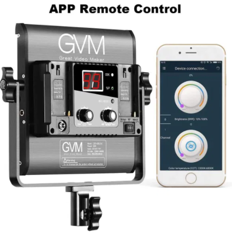 GVM 2 Pack LED 480LS-B2L KIT Video Lighting Kits with APP Control, Bi-ColorCamera AccessoriesExcellent heat dissipation High quality LED light beads Come with handbag Come with barndoors, the light is controllable ‘GVM’ Logo is specially ‘GVM’, great vide