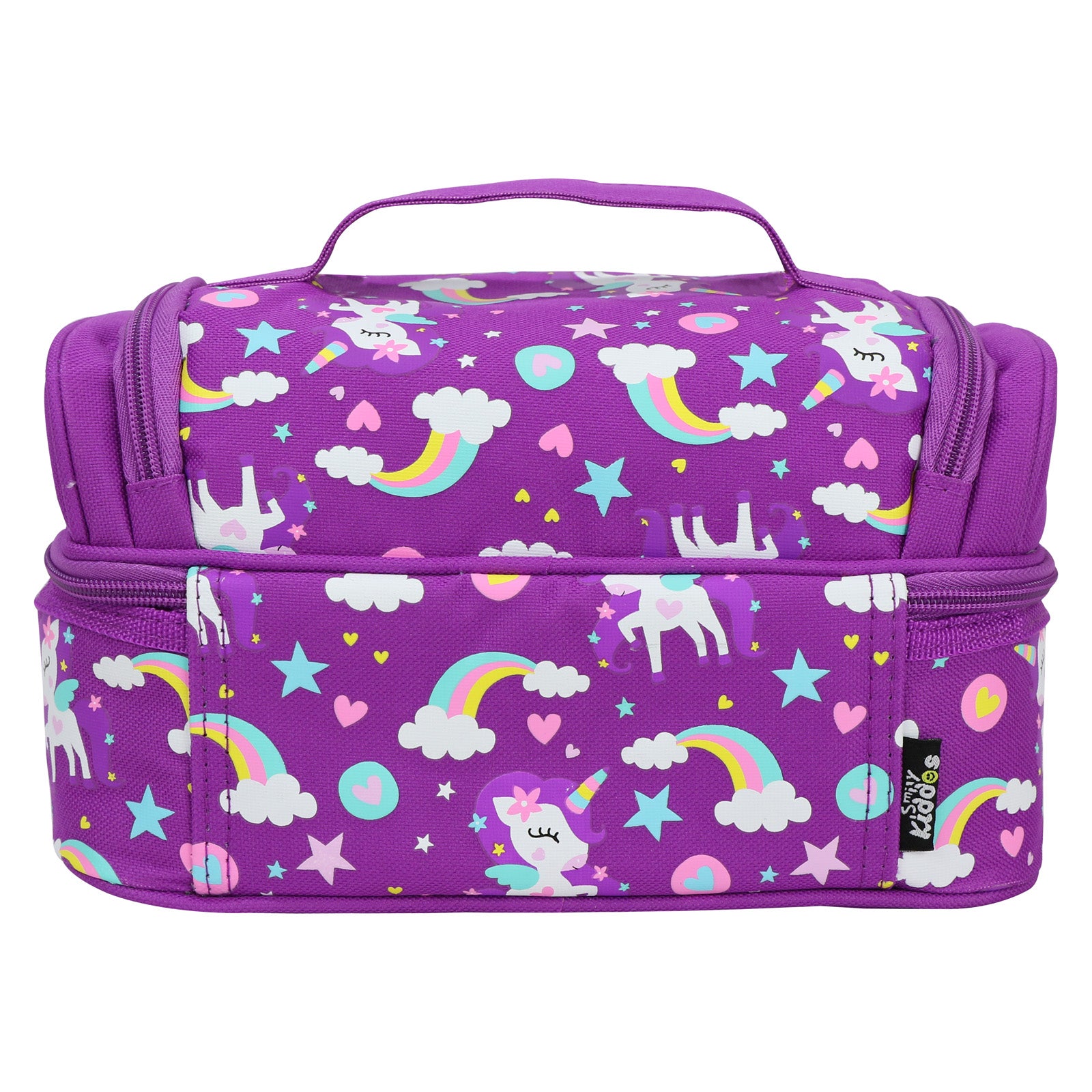 Smily Kiddos Dual Slot Lunch Bag Unicorn Theme Purple