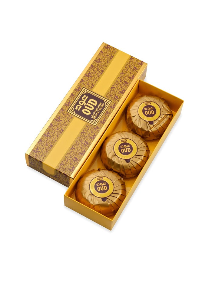 Oud Soap - OrientalPersonal CareEscape to the mysterious Orient. This exotic scent is infused with notes of Verbena and warm florals, then deepened by rich Cedarwood and Patchouli. Oriental (Gold): TOP: Lemony Verbena HEART: Floral BASE: Cedarwood, Patcho